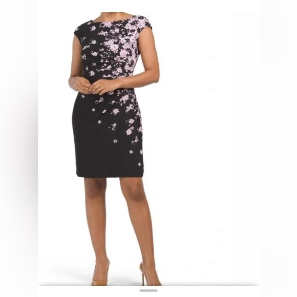 Black label by EVAN PICONE Petra Cascading Flowers Mini Dress NWT size 6 - Picture 1 of 4